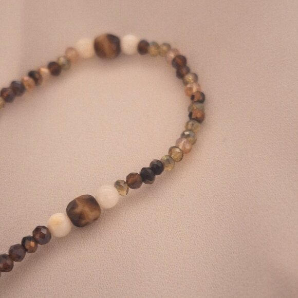 Artisan Beaded Bohemian Turquoise Spikes Shell Crystal Necklace - Picture 5 of 5